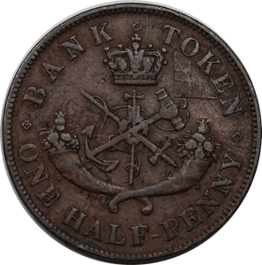 Canada 1850 Half Penny Token Bank of Upper Canada Fine