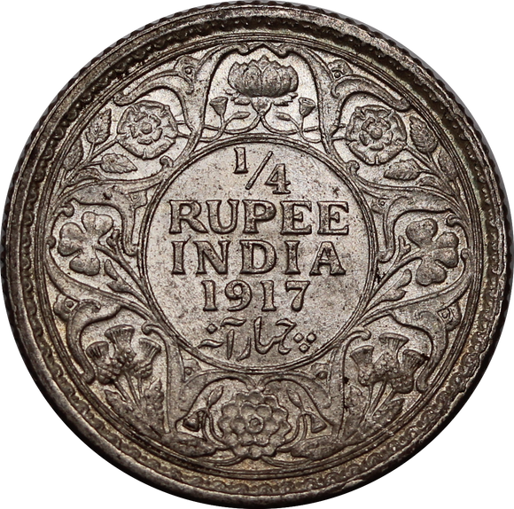 India-British 1917 1/4 Rupee aUNC