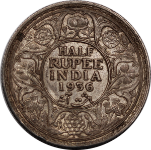 India-British 1936 1/2 Rupee VF