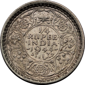 India-British 1944 1/4 Rupee aEF