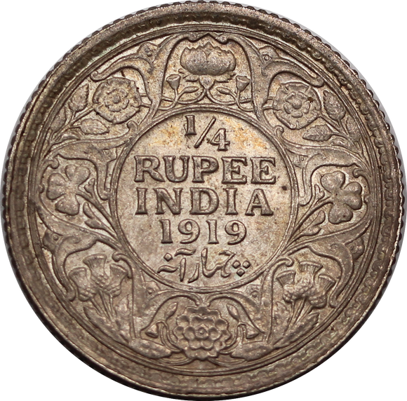 India-British 1919 1/4 Rupee gVF