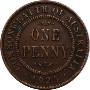 1925 Penny aFine w/ Verdigris