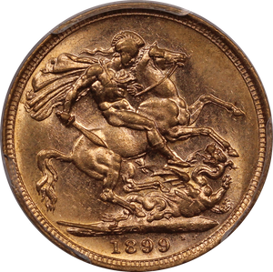 1899 Melbourne Sovereign PCGS AU58 ex RBA