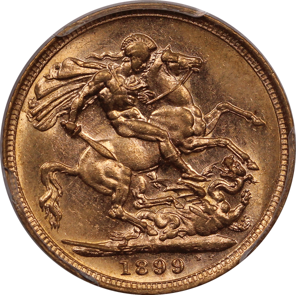 1899 Melbourne Sovereign PCGS AU58 ex RBA