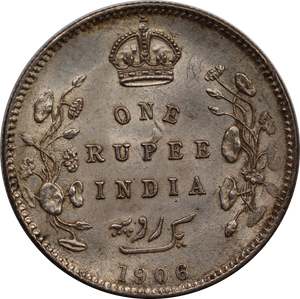 India-British 1906 Rupee aUNC