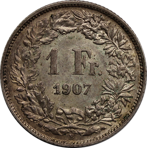 Switzerland 1907 1 Franc gEF