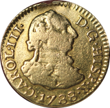 Spain 1788 Gold Half Escudo Fine (ex-mount)