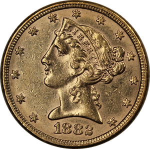 USA 1882 $5 Gold EF