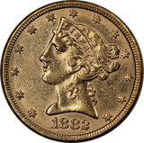 USA 1882 $5 Gold EF