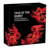 2023 Year of the Rabbit Rotating Charm 1oz Silver Antiqued Coin